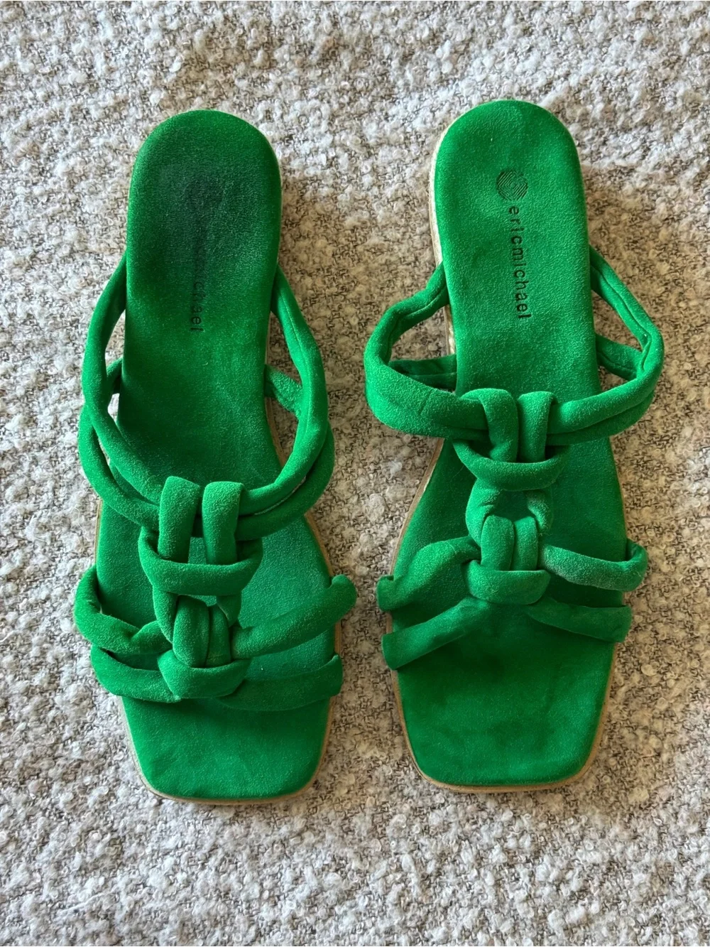 Eric Michael Braided Knot Slide Sandals | Size 41 (US 10) | Kelly Green
